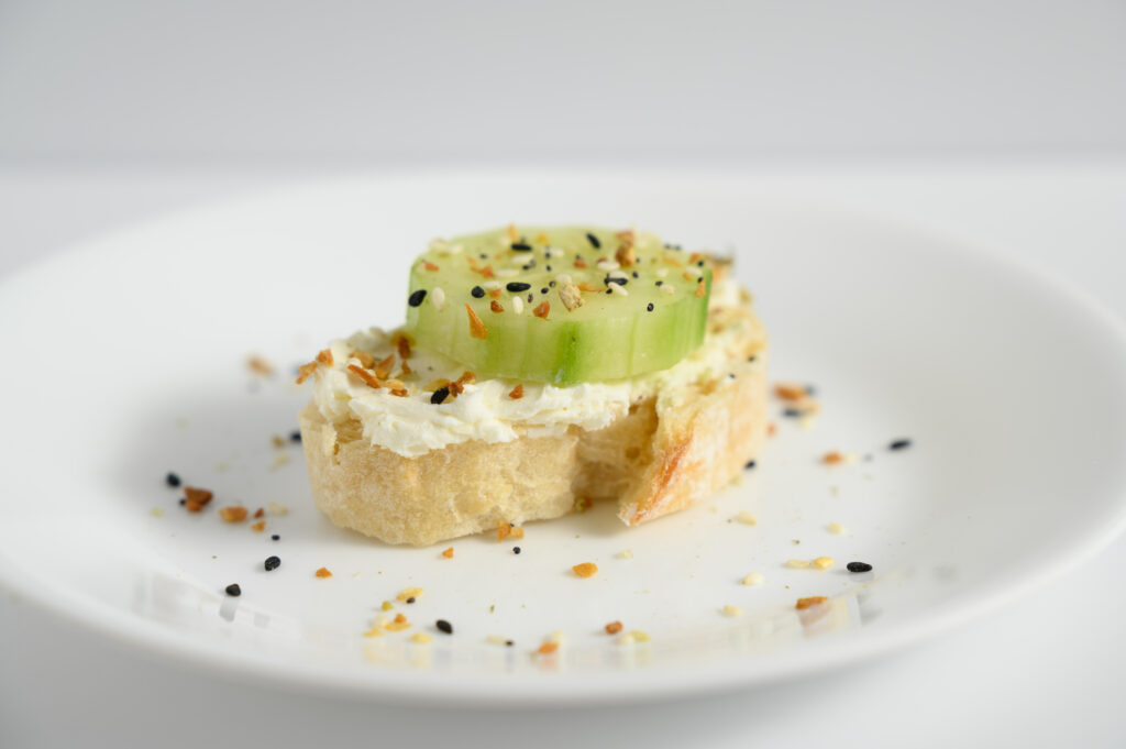 Cucumber baguette bite