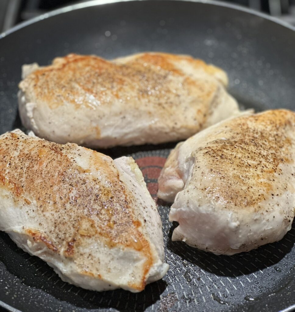 Searing chicken breast