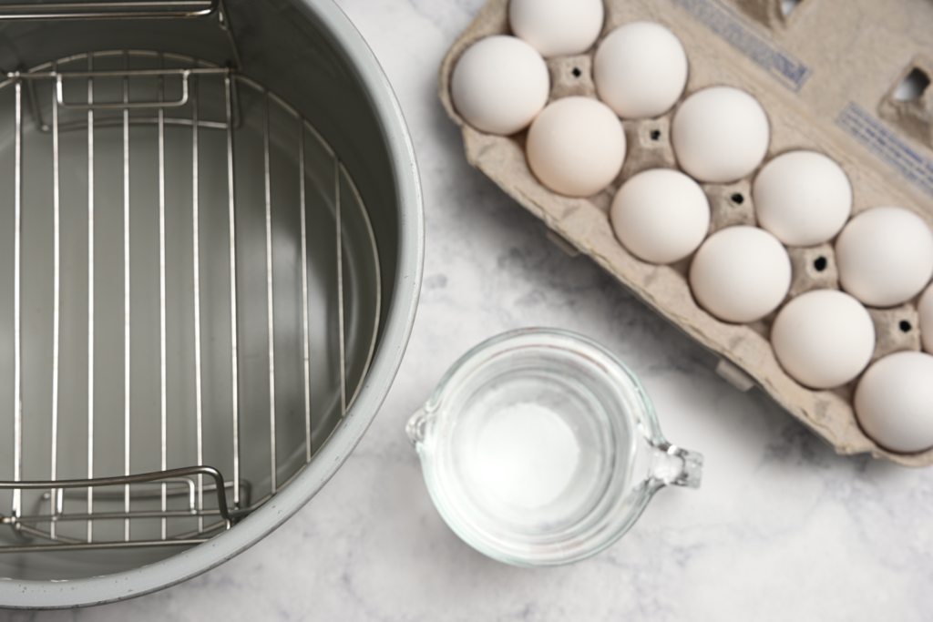 gather supplies for hard boiled eggs