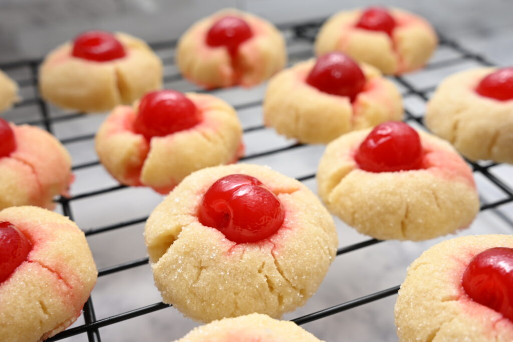 Cool butter cookies on wire rack