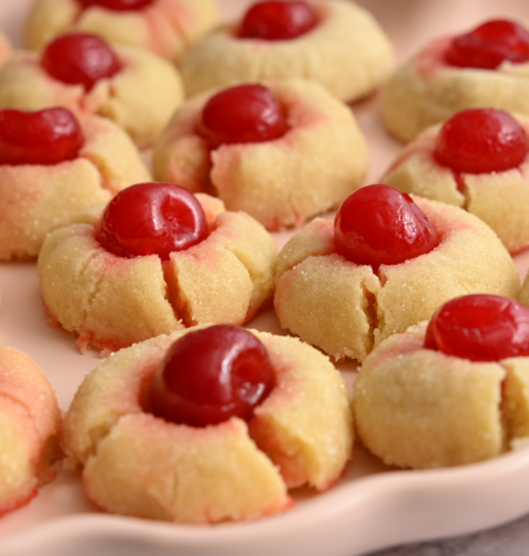 Cherry Topped Butter Cookies