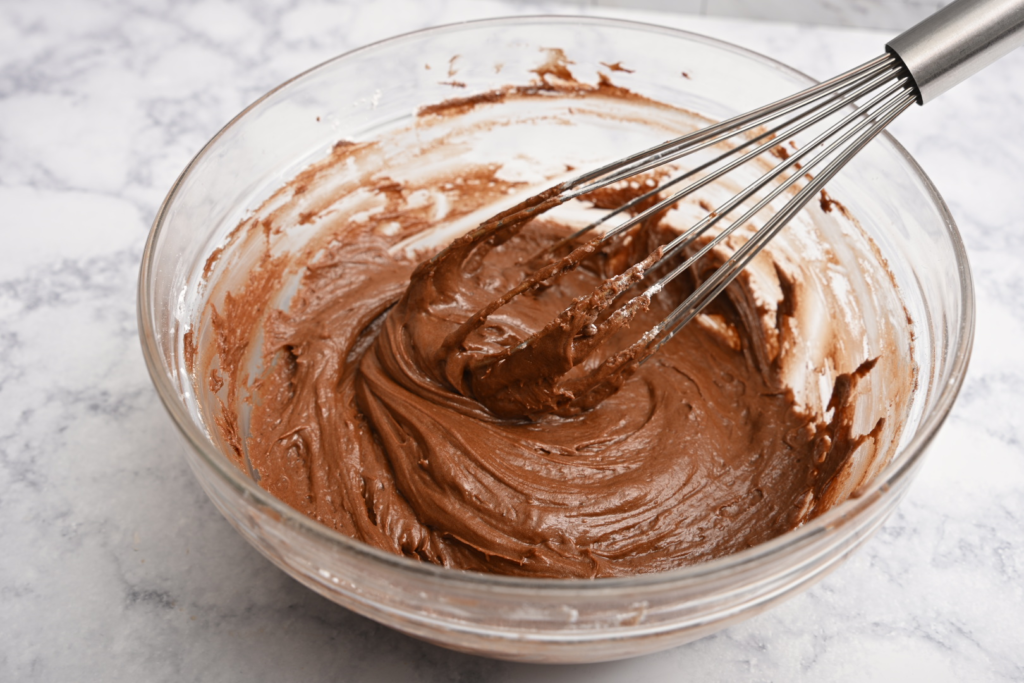 Chocolate fudge frosting, middle layer of frosted s'mores cookies