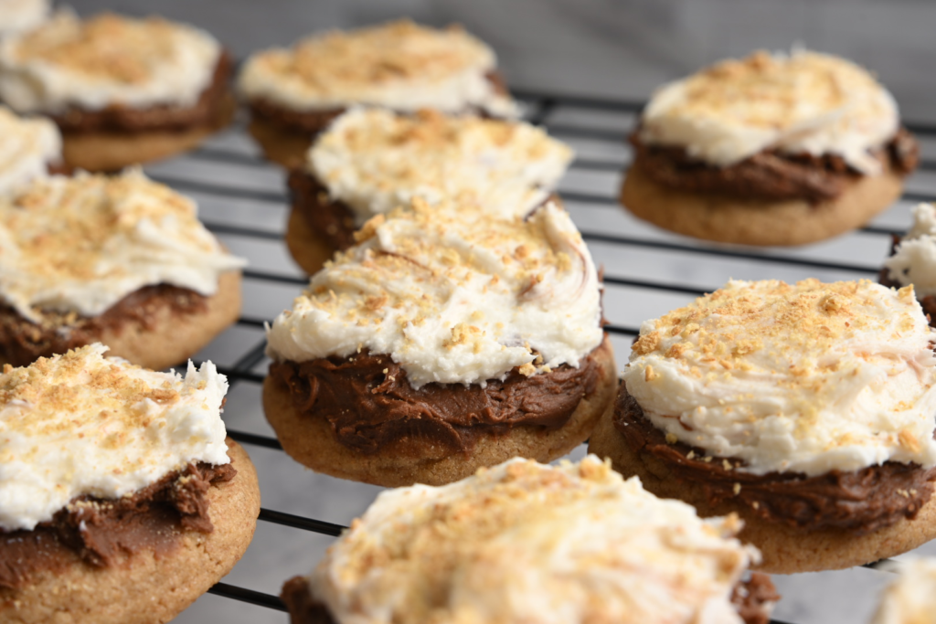 scrumptious frosted s'mores cookies