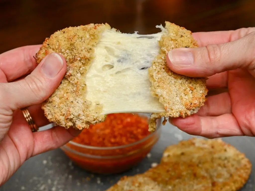 gooey fried mozzarella cheese
