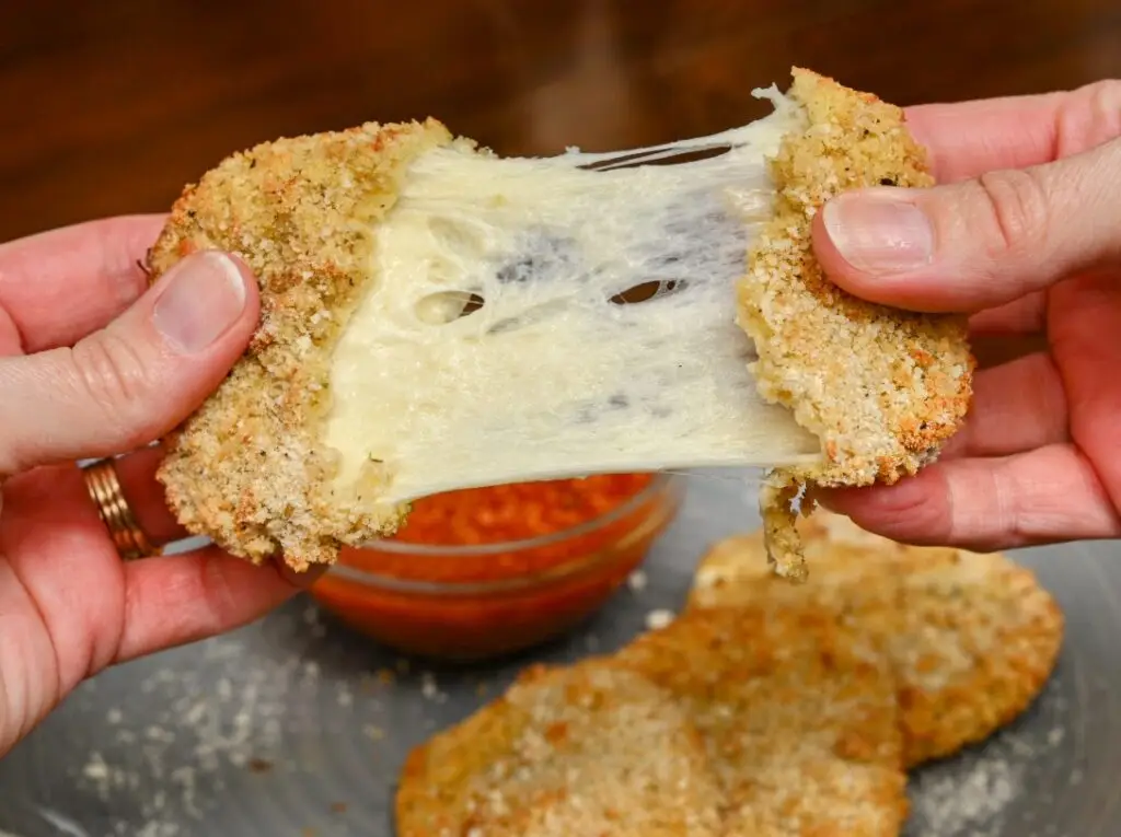 Gooey fried fresh mozzarella cheese